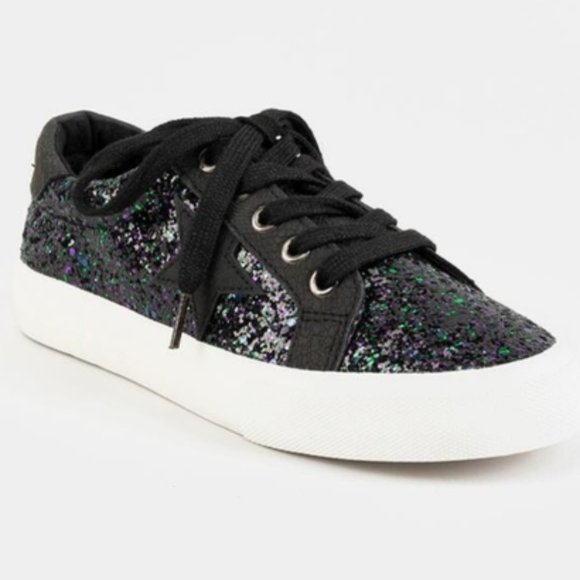 Not Rated Shoes - Not Rated Illana Black Glitter Sneakers 7 8 8.5